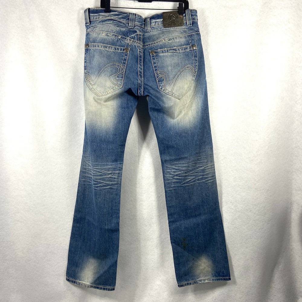 Rivet De Cru Jeans Men's 34x34 Blue Straight Distressed Stretch Denim MINT